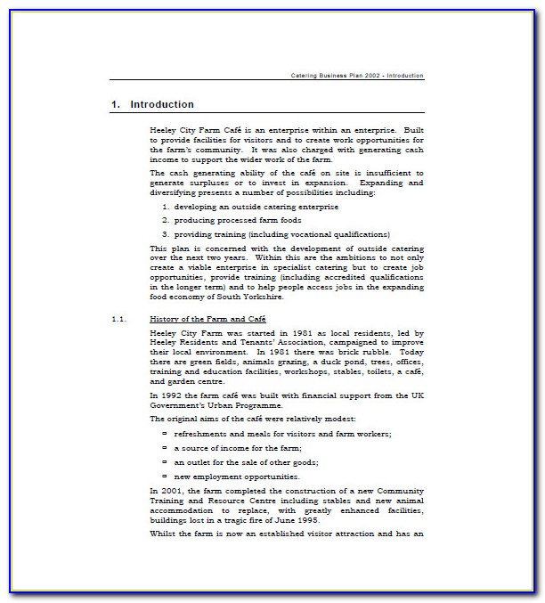 Catering Company Business Plan Sample Pdf