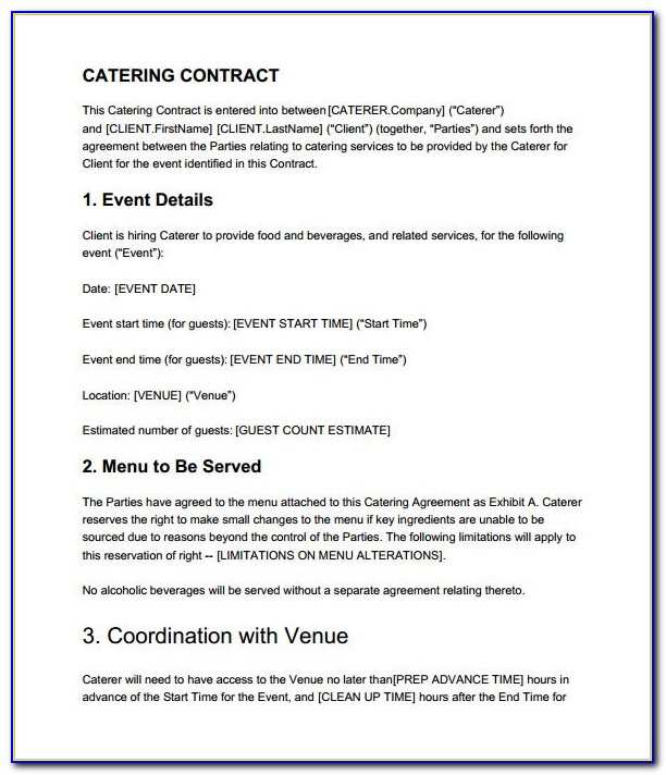 Catering Contract Template Free