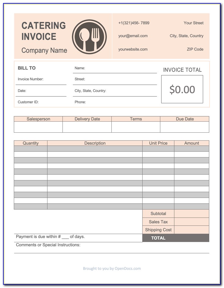 Catering Invoice Template Download