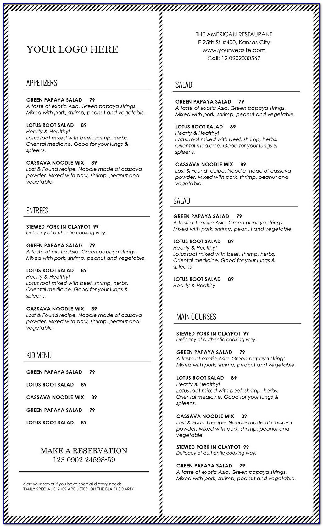 Catering Menu Template Flyer Free