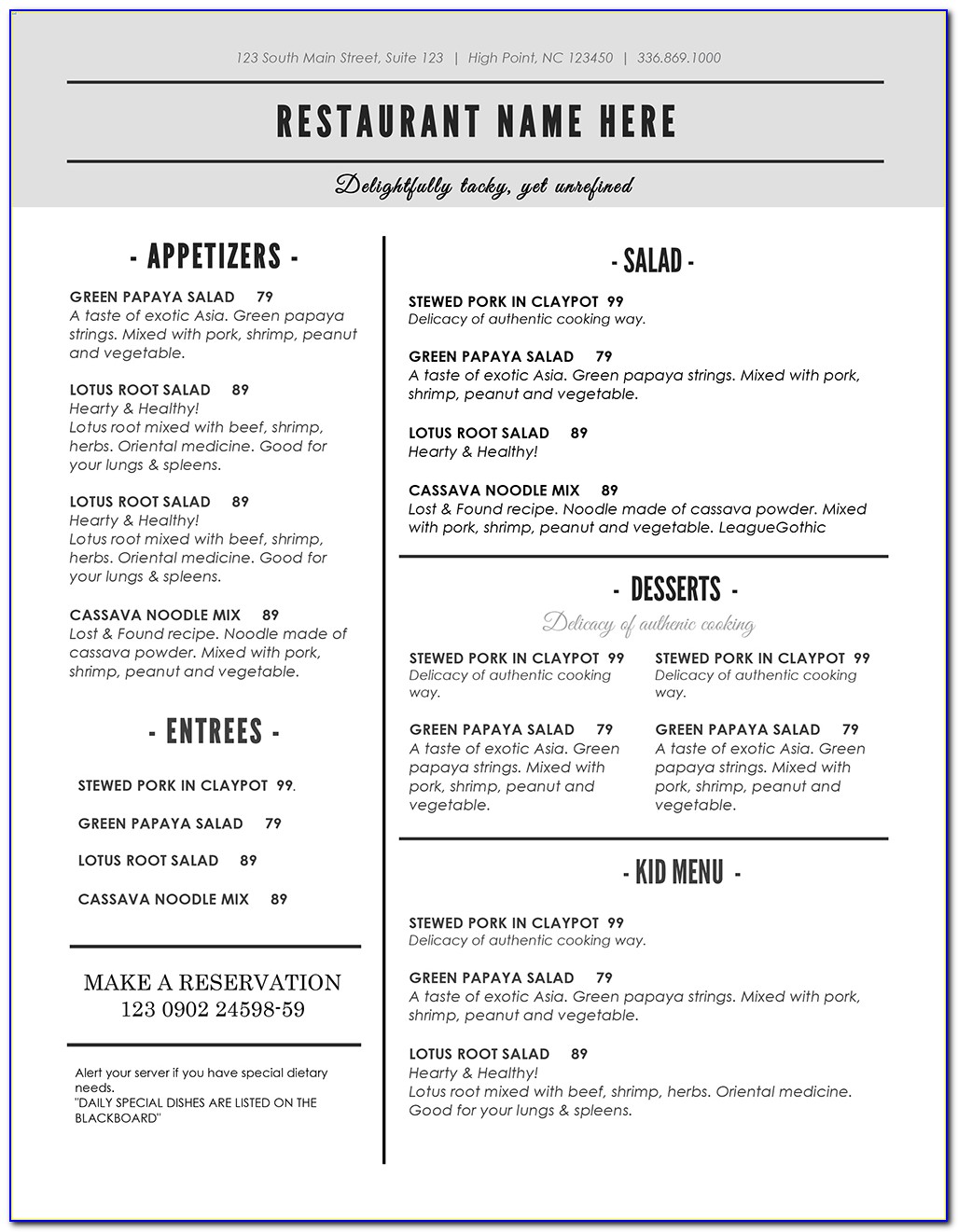 Catering Menu Template (flyer) Free