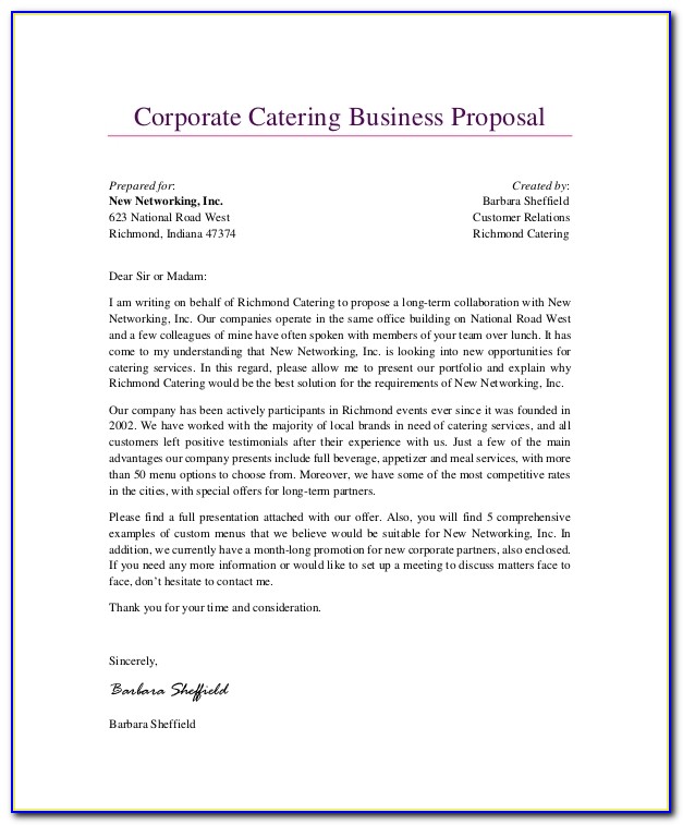 Catering Proposal Template Excel