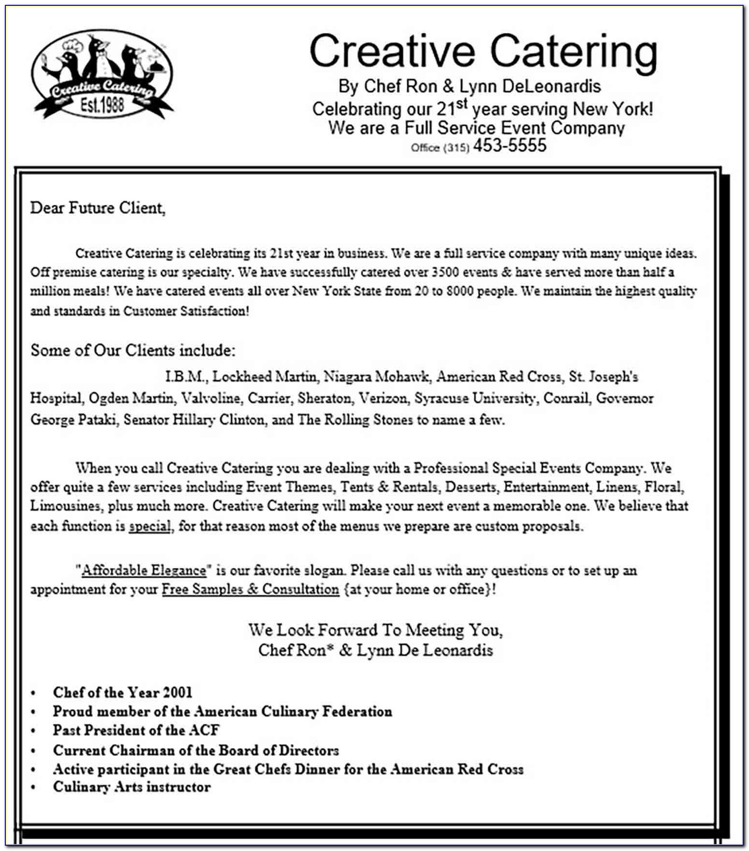Catering Proposal Template Free