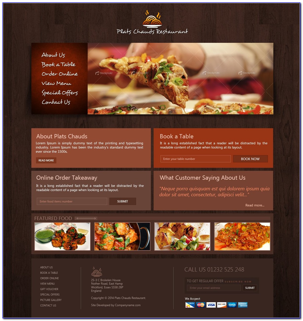 Catering Services Website Template Free Download