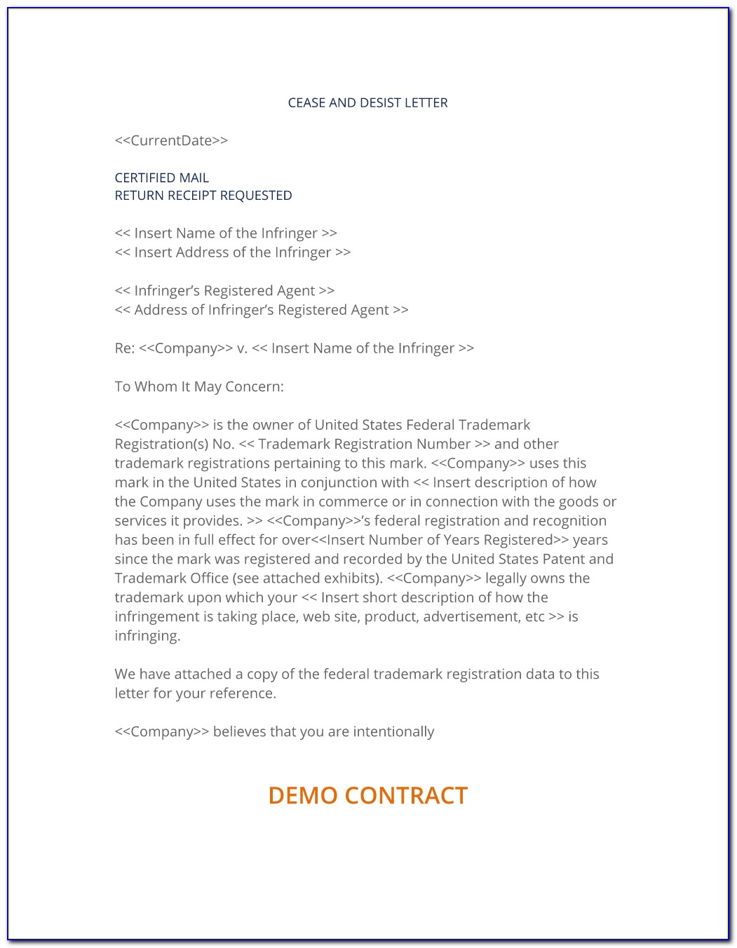 Cease And Desist Letter Template Uk Copyright