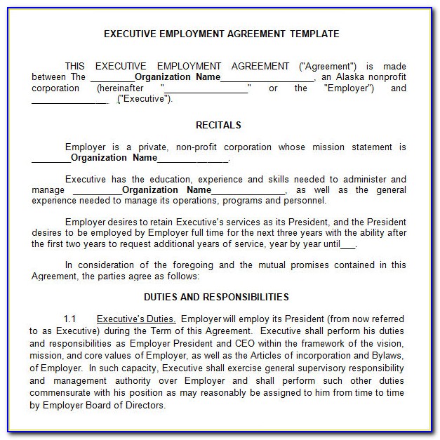 Ceo Employment Contract Example