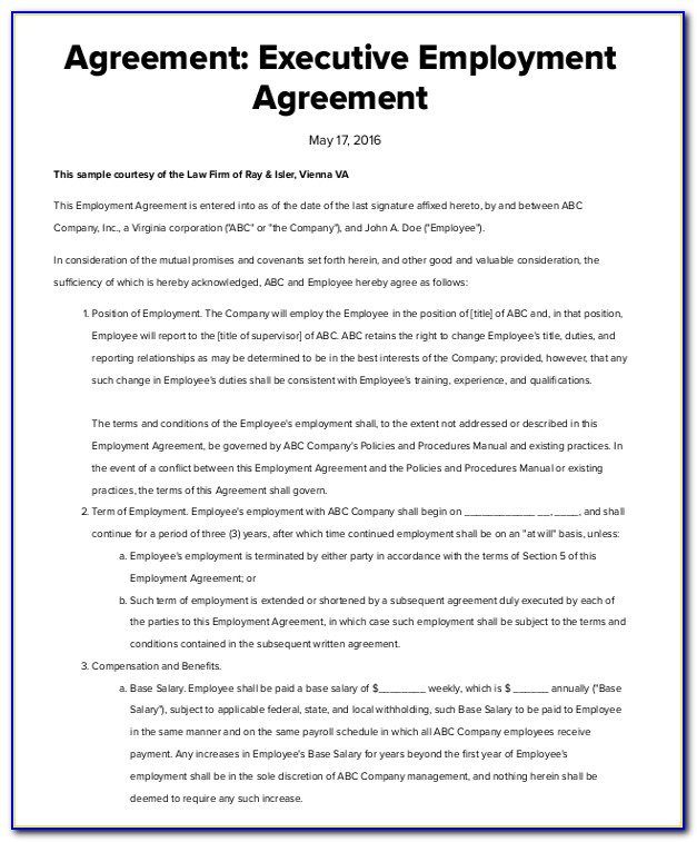 Ceo Employment Contract Template Uk