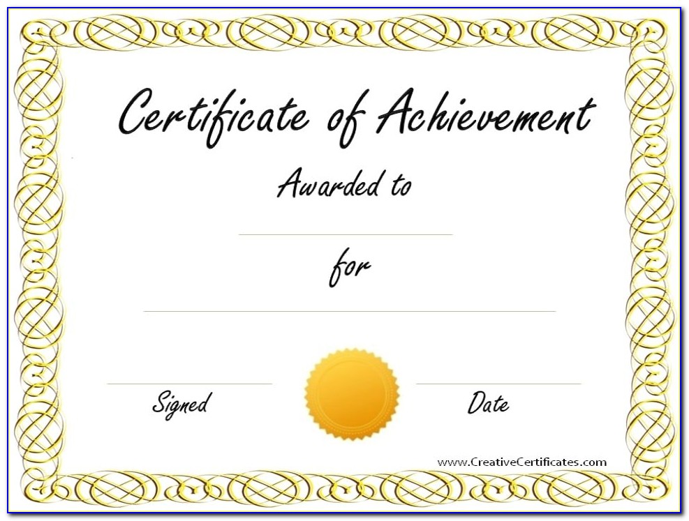 Certificate Of Achievement Awards Template