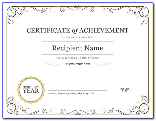 Certificate Of Achievement Template Word Free