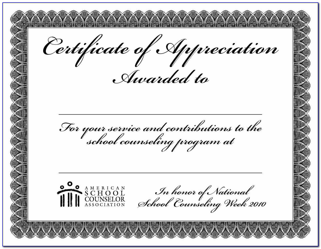 Certificate Of Appreciation Printable Free