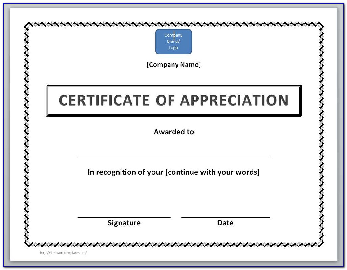Certificate Of Appreciation Template Army