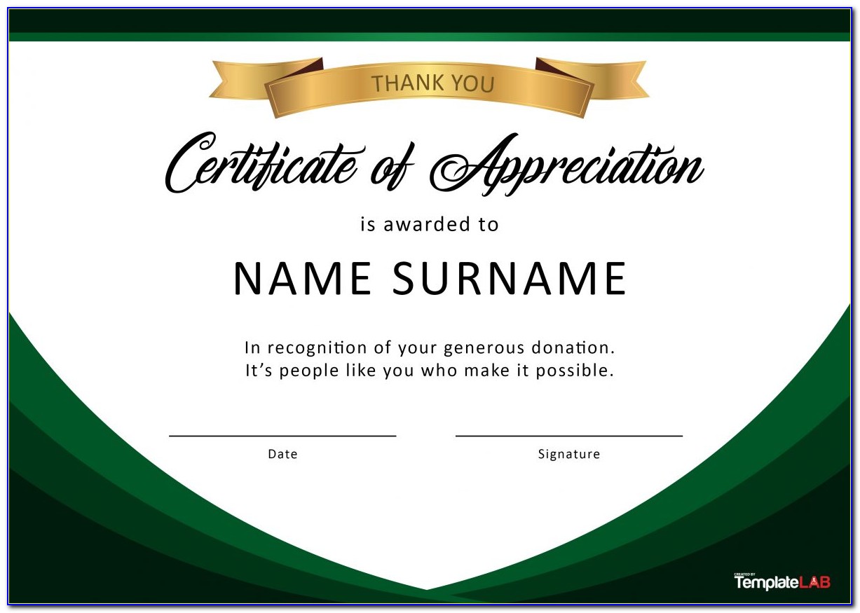 Certificate Of Appreciation Template Free Download Pdf