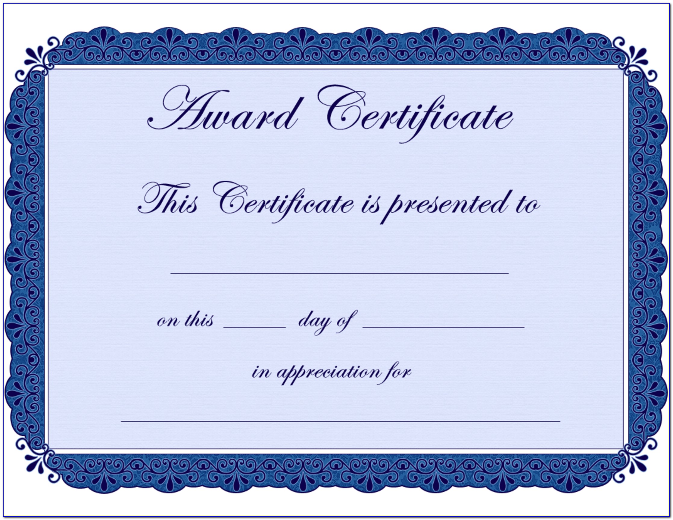 Certificate Of Appreciation Template Microsoft Word