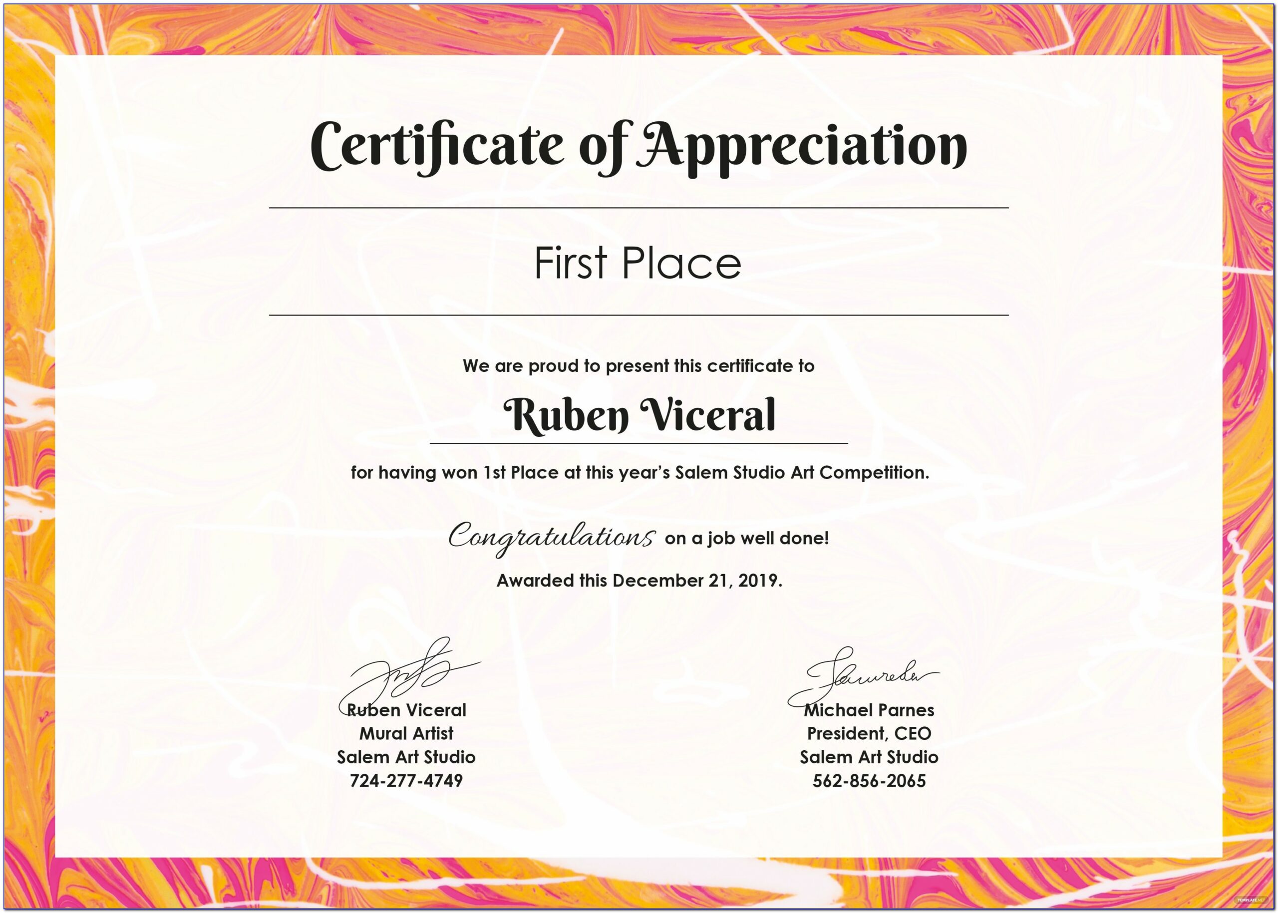 Certificate Of Appreciation Template Psd Free