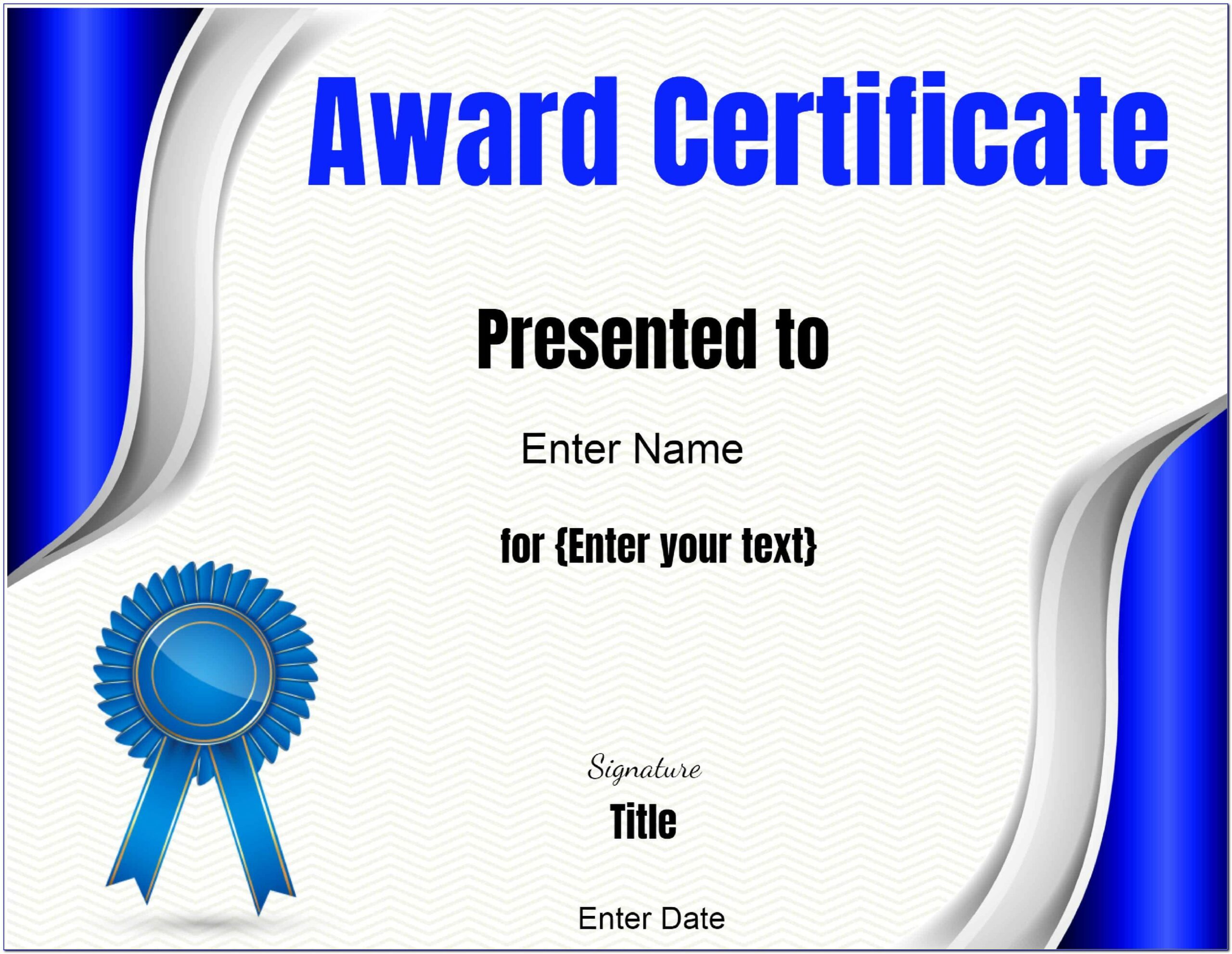 Certificate Of Award Template Word Free