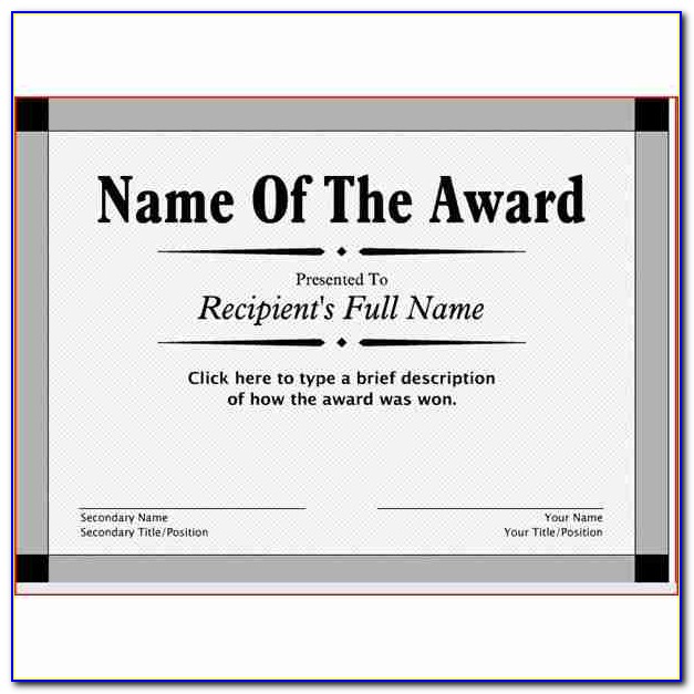 Certificate Of Award Template Word