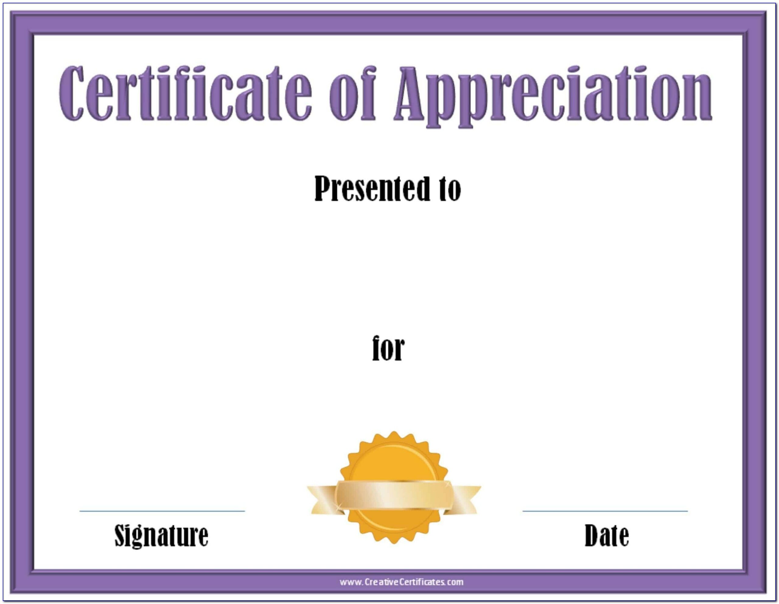Certificate Of Recognition Award Templates