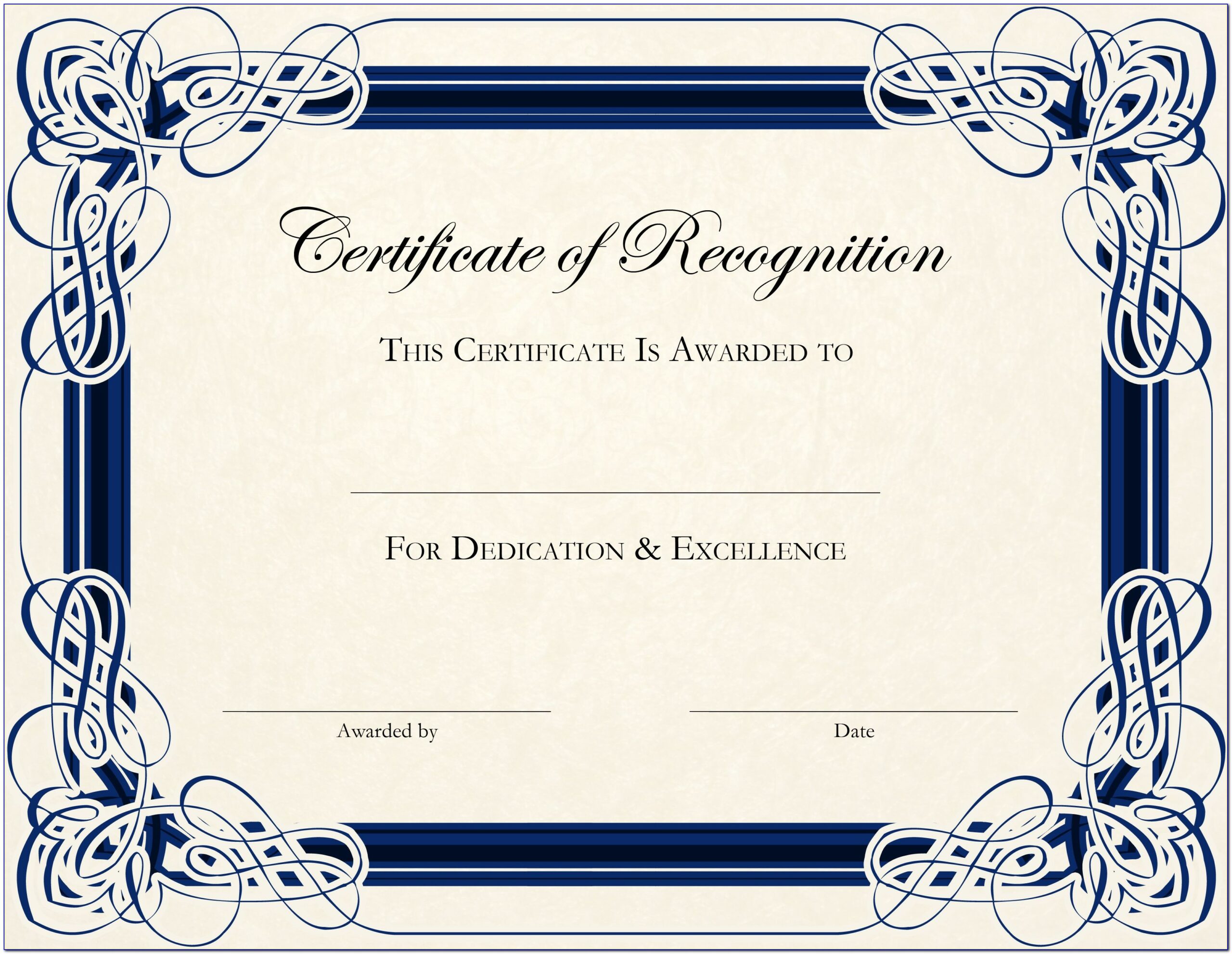 Certificate Of Recognition Microsoft Templates