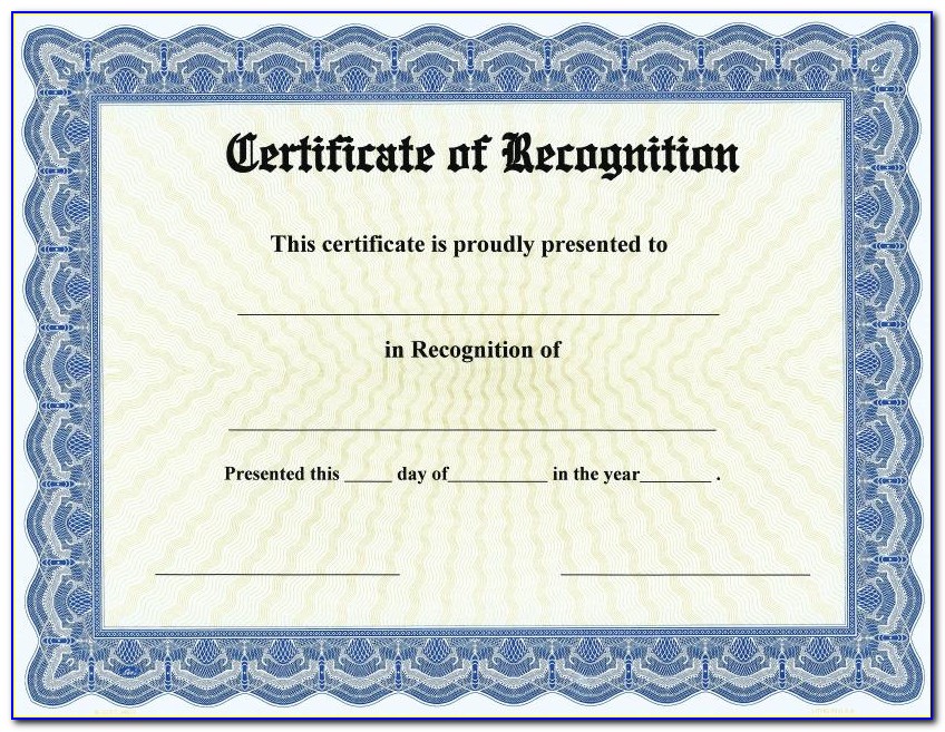 Certificate Of Recognition Template Free Editable