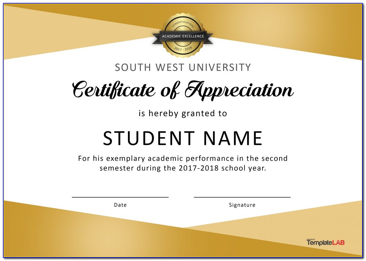Certificate Of Recognition Templates Free Download