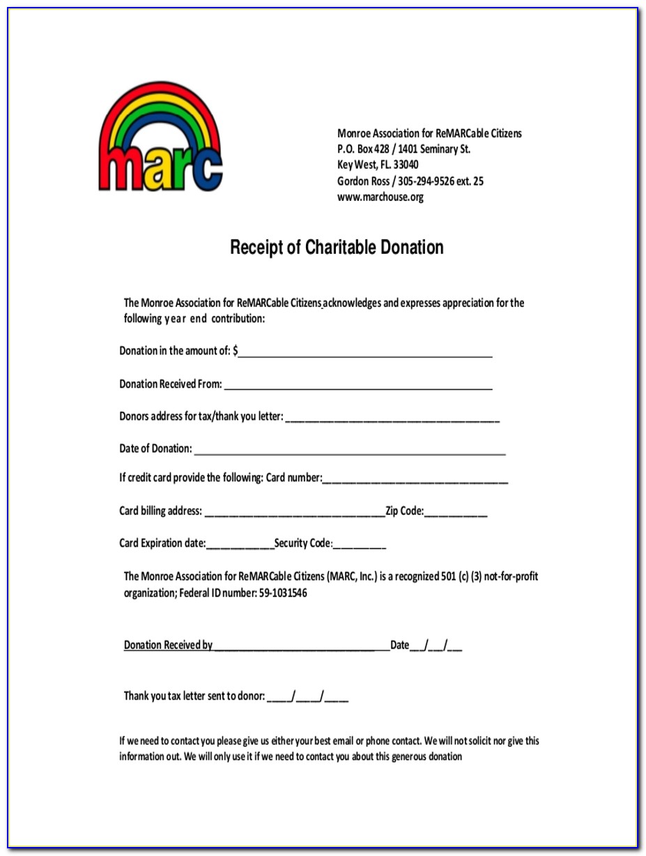 Charitable Donation Receipt Example