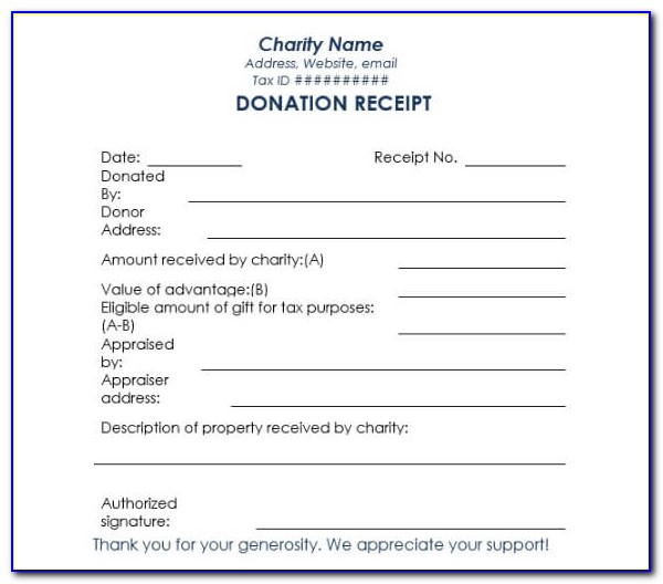 Charity Donation Receipt Sample