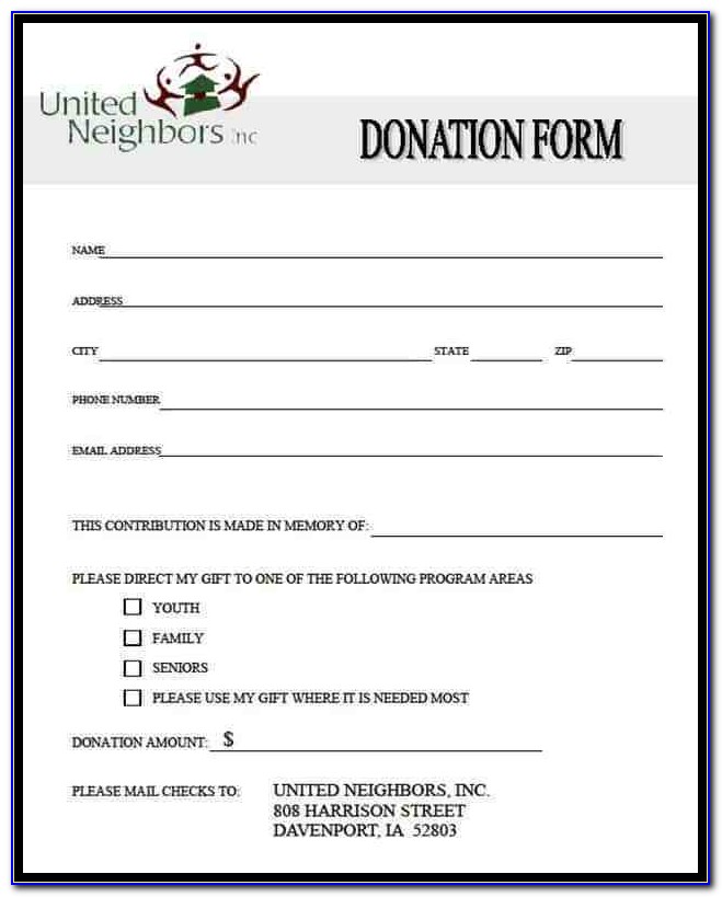 Charity Donation Sheet Template