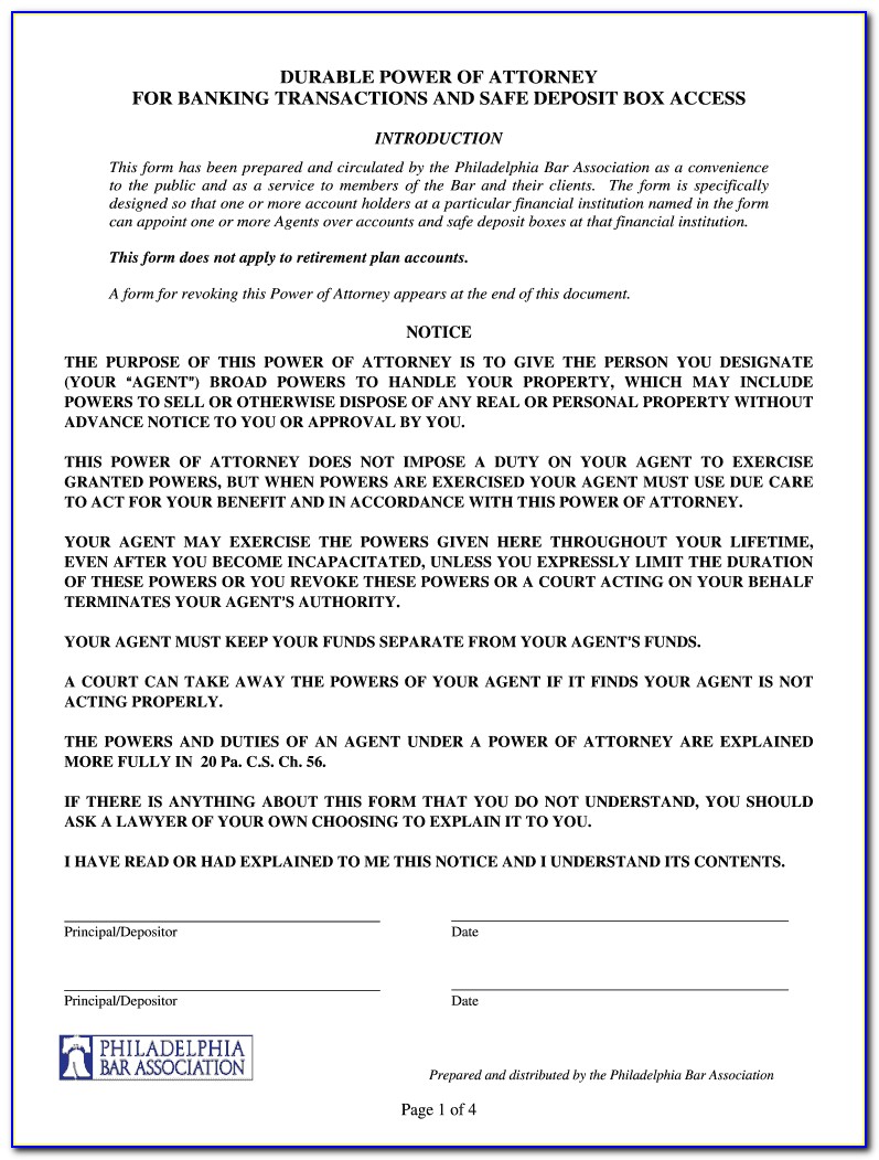 Chase Bank Power Of Attorney Form