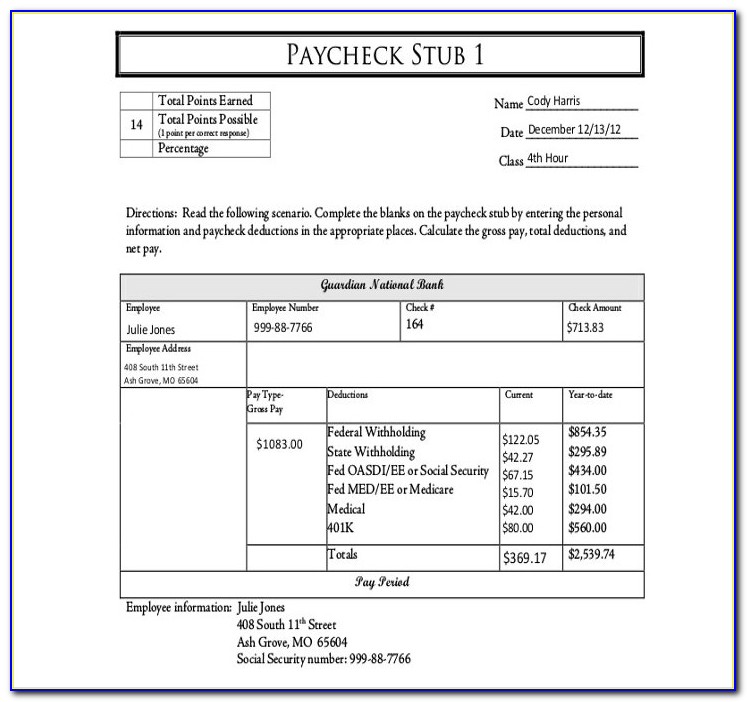 Check Stub Template For 1099 Employee