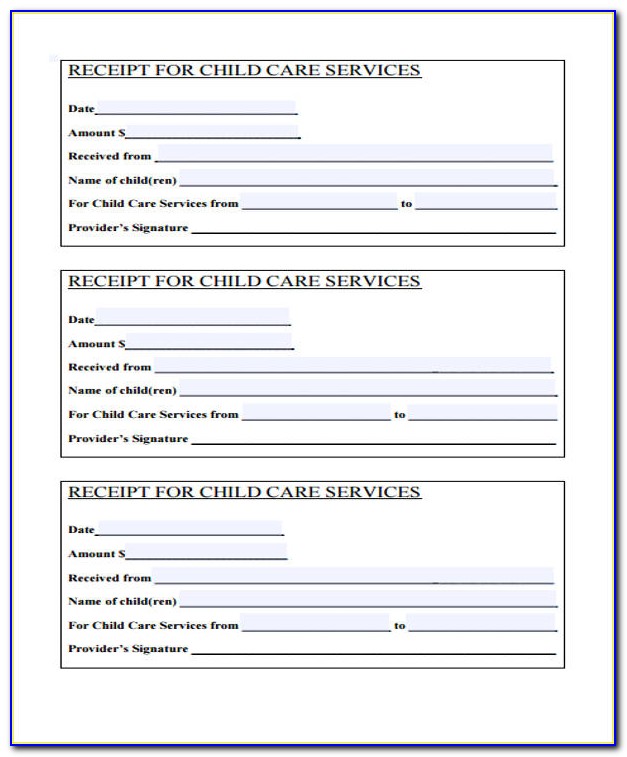 Child Care Receipt Template Free