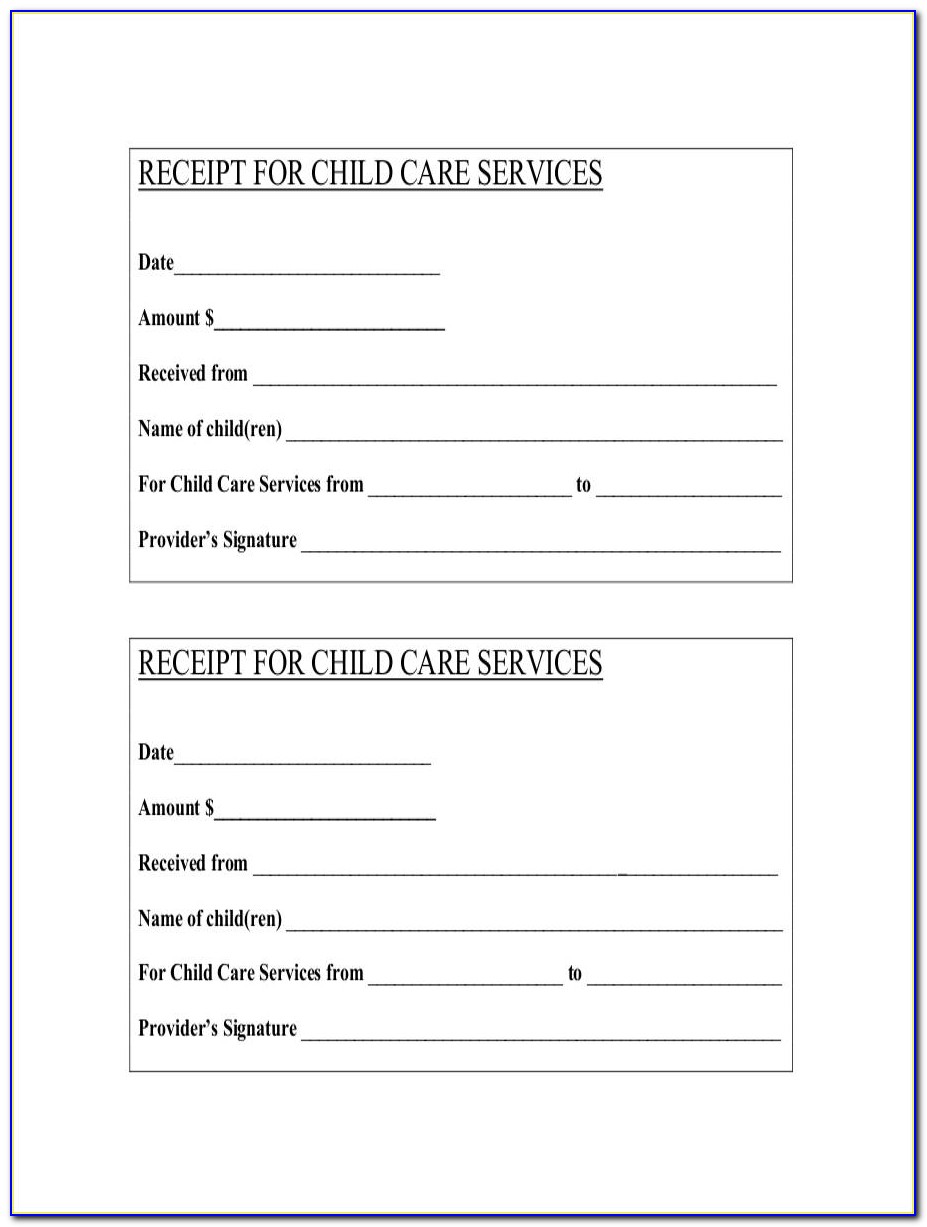 Child Care Receipt Template Word
