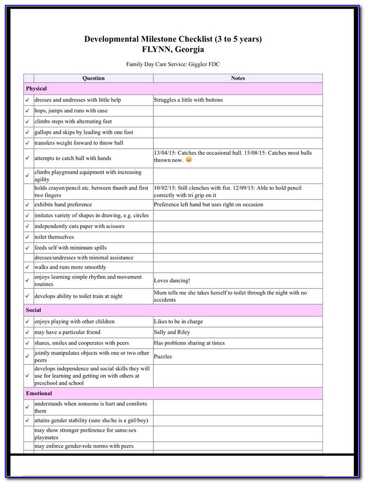 Child Care Staff Observation Forms