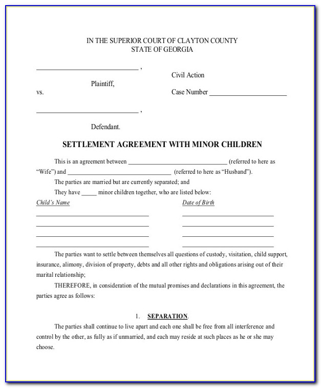 Child Support And Visitation Agreement Template