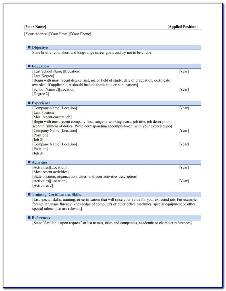 Chronological Resume Template 2018 Free