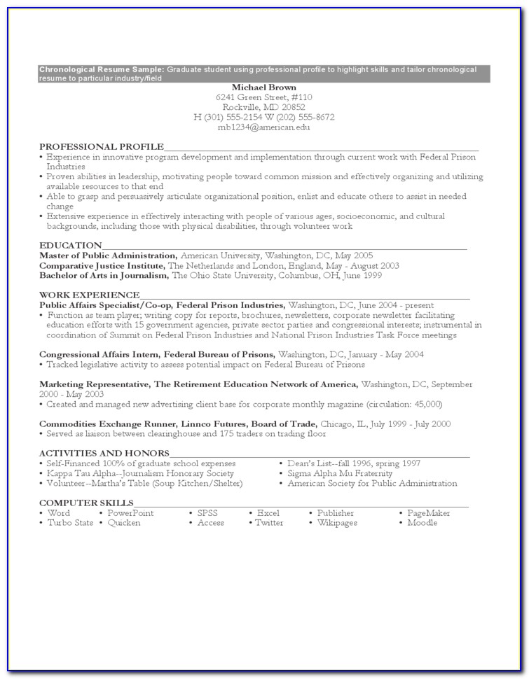 Chronological Resume Template Open Office