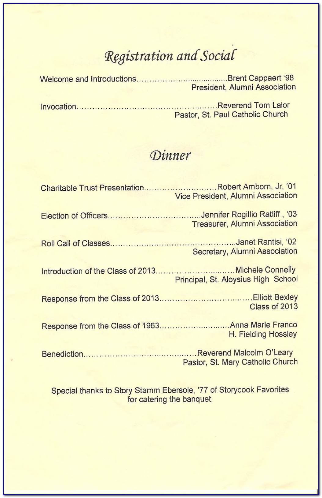 Church Banquet Program Sample