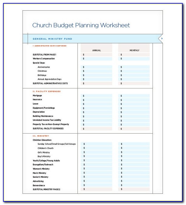 Church Budget Sample Pdf
