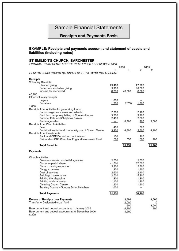 Church And Expense Statement Template Excel