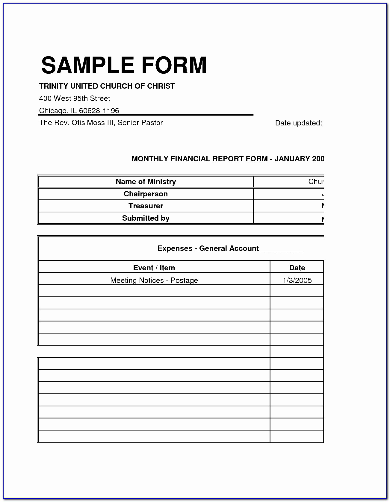 Church Income And Expense Statement Template