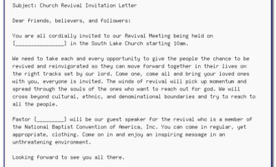 Church Invitation Letter Example