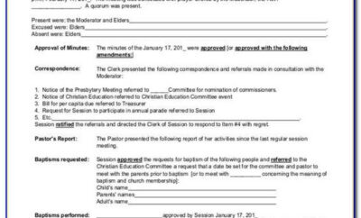 Church Meeting Minutes Template Online
