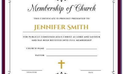 Church Membership Certificate Template Word
