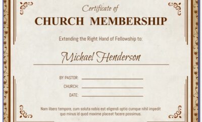 Church Membership Certificate Templates