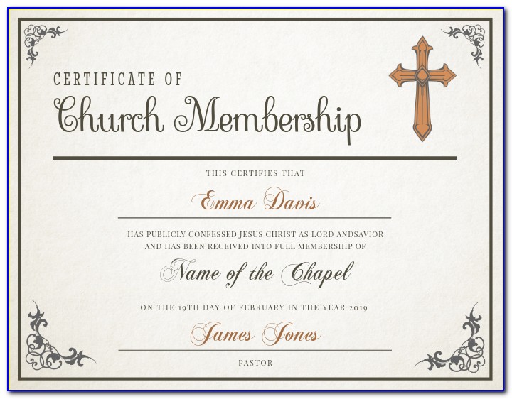 Church Membership Certificate Templates Free
