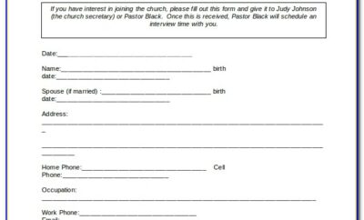 Church Membership Form Excel Template