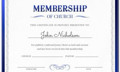 Church Membership Information Form Template