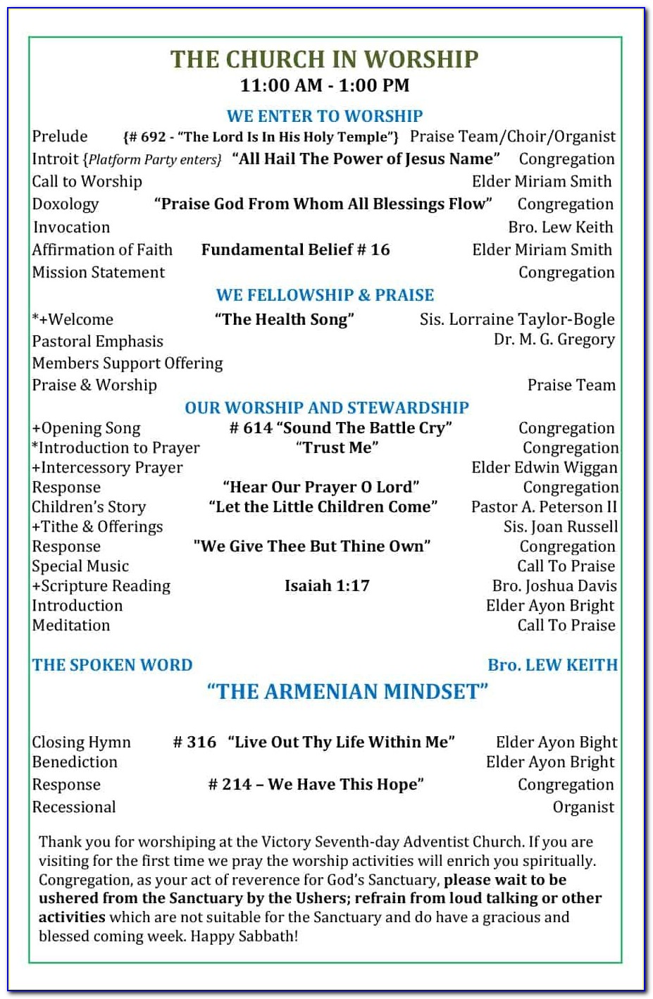 Church Program Booklet Template