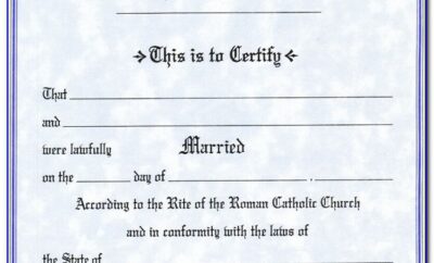 Church Wedding Certificate Samples