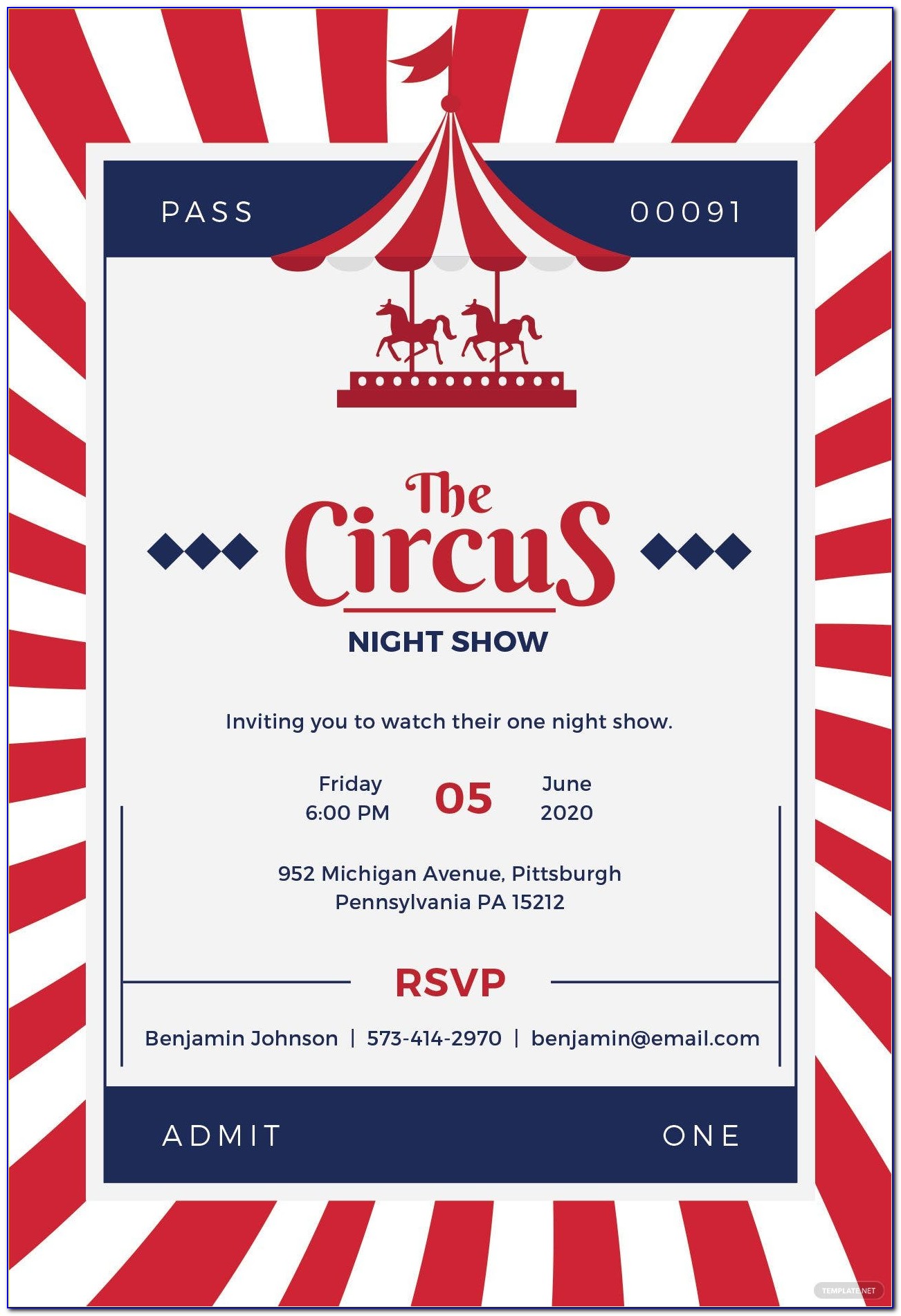 Circus Birthday Party Invitation Templates