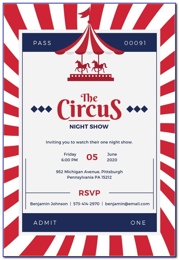 Circus Themed Invitation Templates Free